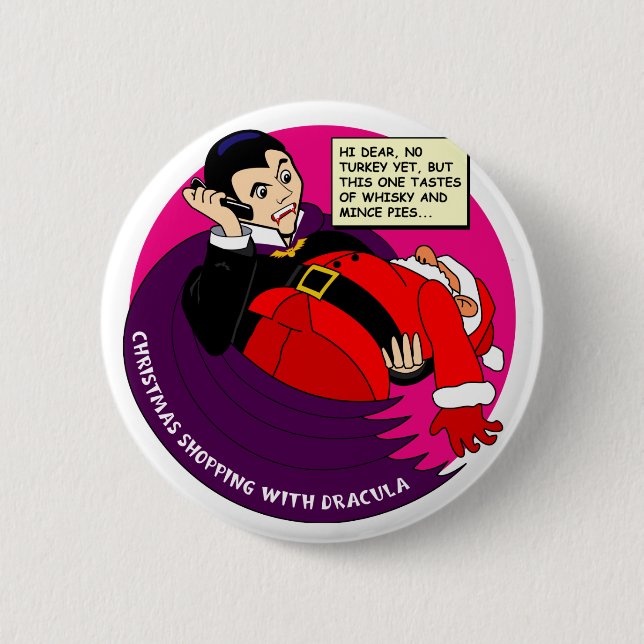 Dracula-Weihnachtseinkaufen Button (Vorderseite)