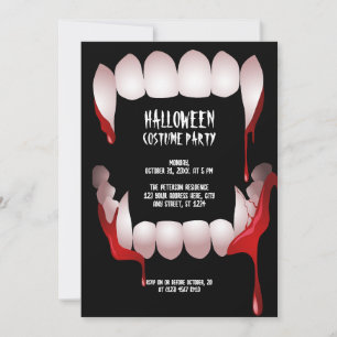 Draculas Fang Halloween-Kostenparty-Einladung Einladung
