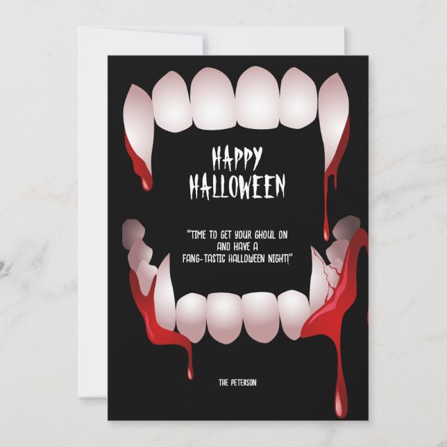 Dracula's Fangs Halloween Greeting Einladung (Vorderseite)