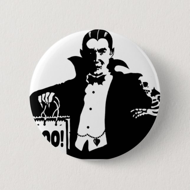 Draculas glückliches Halloween Button (Vorderseite)