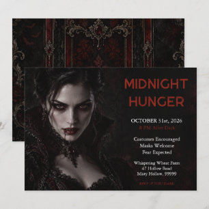 Draculas Nacht Weibliche Halloween-Vampirparty Einladung