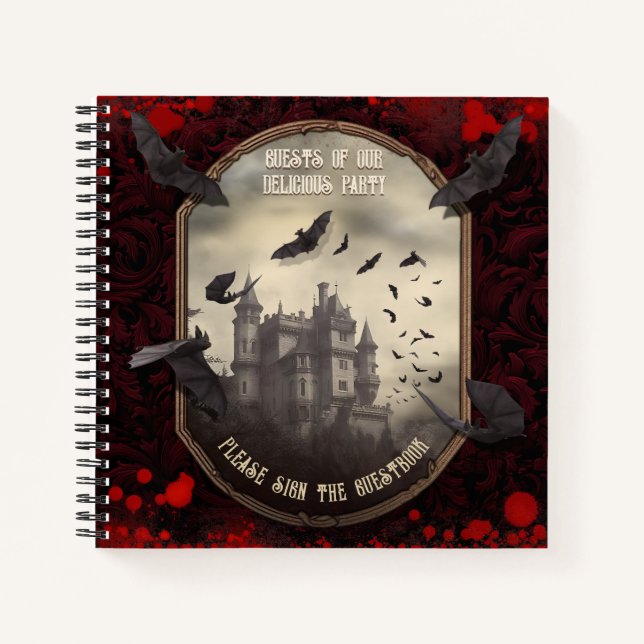 Draculas Spuk Castle Halloween Gästebuch Notizbuch (Vorderseite)