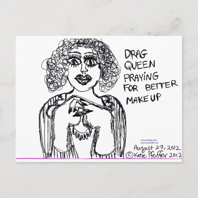 Drag Queen auf der Suche nach besserem Makeup Postkarte (Vorderseite)