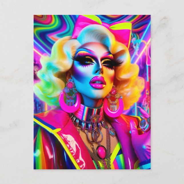 Drag Queen aus den 80er Jahren Postkarte (Vorderseite)