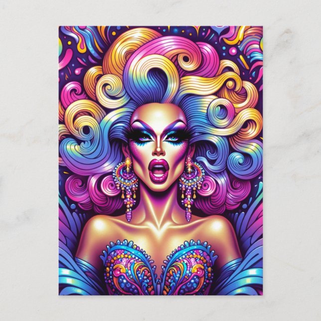 Drag Queen aus den 90er Jahren Postkarte (Vorderseite)