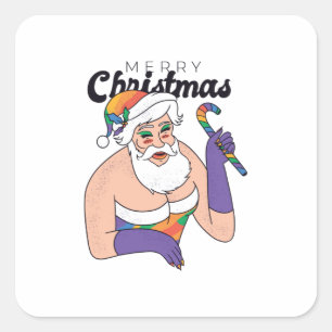 Drag Queen Santa Quadratischer Aufkleber