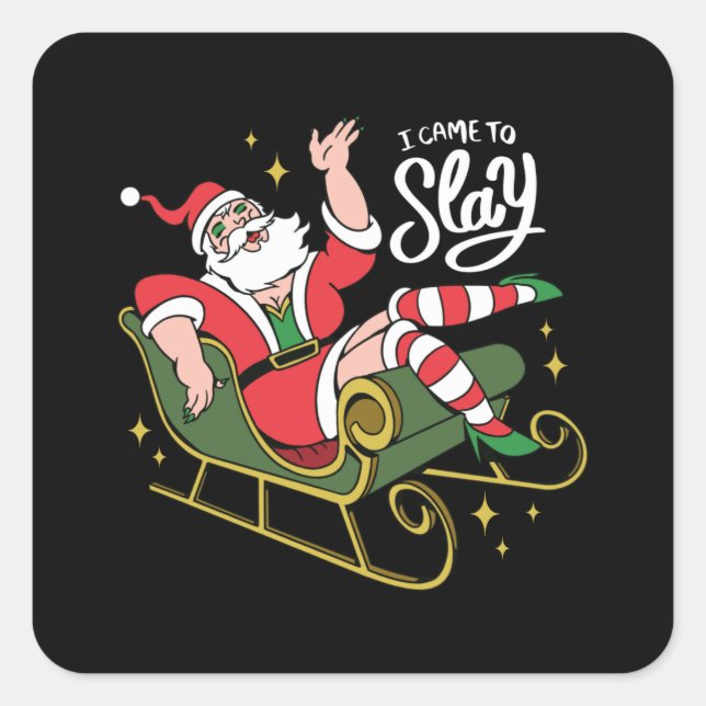 Drag Queen Santa Quadratischer Aufkleber (Vorderseite)
