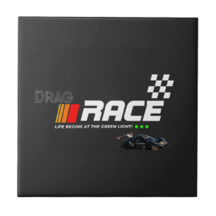 "Drag Race Car Graphic Design Fliese
