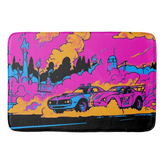 Drag-Racing Burn-Out - Drag-Racing Cars Badematte (Vorderseite)