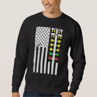 Drag Racing Flag American Drag Race Track Strip Li Sweatshirt
