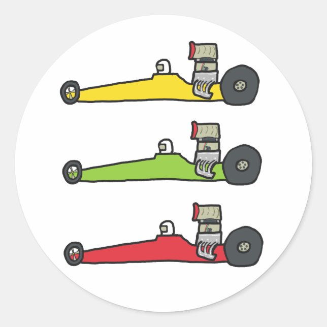 Drag Racing Runder Aufkleber (Vorderseite)