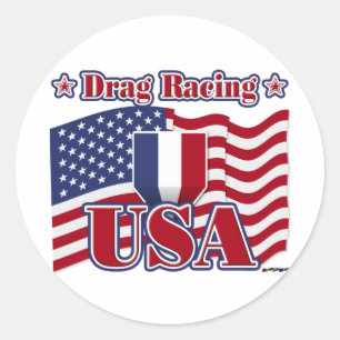 Drag Racing USA Runder Aufkleber