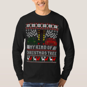 Drag Racing Weihnachtsbaum Race Auto Ugly Sweater T-Shirt