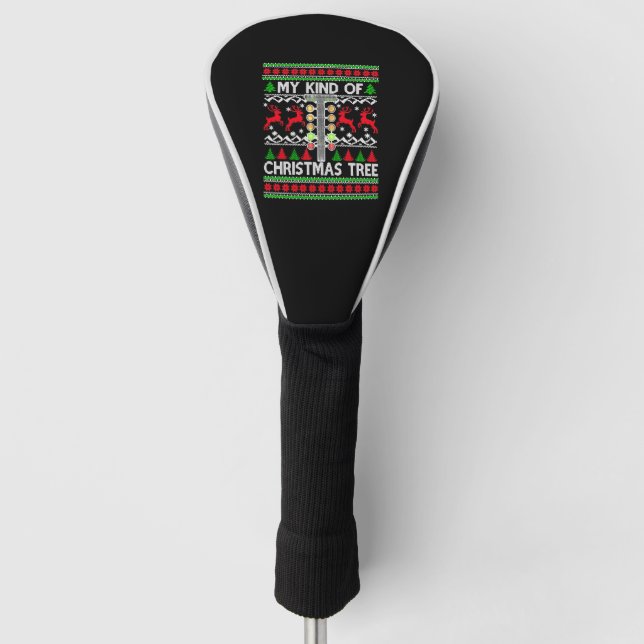 Drag Racing Weihnachtsbaum Ugly Xmas Sweater Golf Headcover (Vorderseite)
