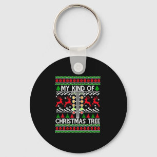Drag Racing Weihnachtsbaum Ugly Xmas Sweater Schlüsselanhänger