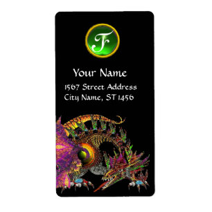 DRAGO / FANTASY DRAGON Green Emerald Gem Monogram