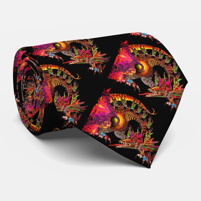 DRAGO/FANTASY-DRAGON IN GOLD LILA UND SCHWARZ KRAWATTE (Gerollt)
