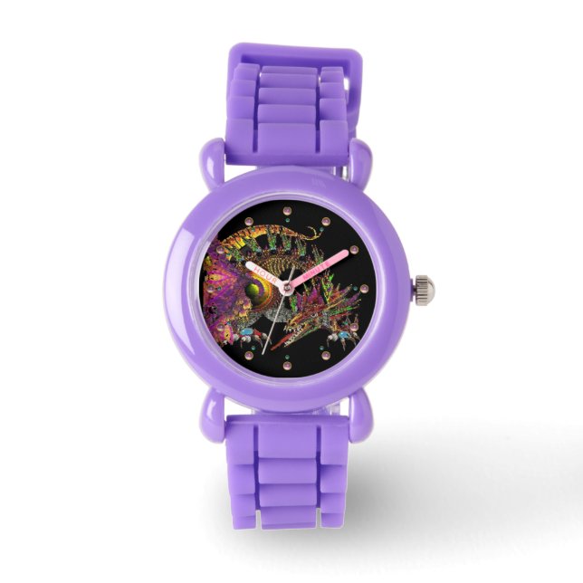 DRAGO/FANTASY-DRAGON IN GOLD UND SCHWARZ ARMBANDUHR (Vorderseite)