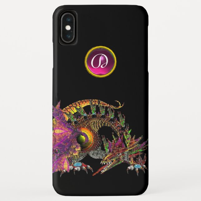 DRAGO, FANTASY DRAGON, PINK LILA GEMSTONE MONOGRAM Case-Mate iPhone HÜLLE (Rückseite)