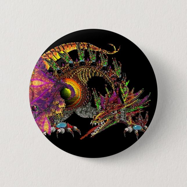 DRAGO/FANTASY GOLD DRAGON IN LILA UND SCHWARZ BUTTON (Vorderseite)
