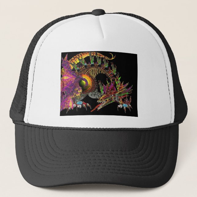 DRAGO/FANTASY GOLD DRAGON IN LILA UND SCHWARZ TRUCKERKAPPE (Vorderseite)