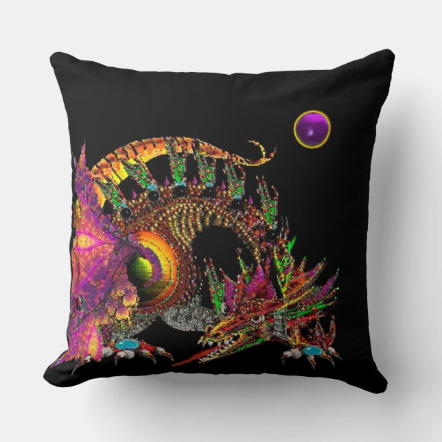 DRAGO/FANTASY GOLD DRAGON, LILA SCHWARZMONOGRAMM KISSEN (Vorderseite)