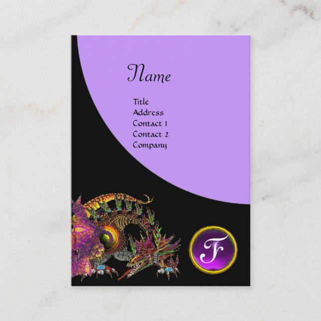 DRAGO GEM STONE MONOGRAM lila Glattviolett Visitenkarte (Vorderseite)