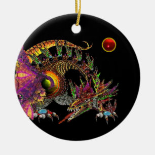 DRAGO Red Ruby Monogram Keramik Ornament