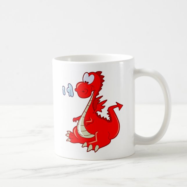 Dragon302 RED CARTOON DRAGON NIEDLICH HAPPY KIDS G Kaffeetasse (Rechts)