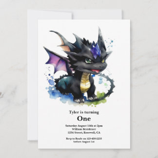 Dragon 1. Geburtstag Einladung