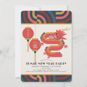 Dragon 2024 Aquamarin Lunar/Chinesisches Neujahrsf Einladung