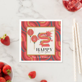 Dragon 2024 Red Chinese New Year Holiday Serviette