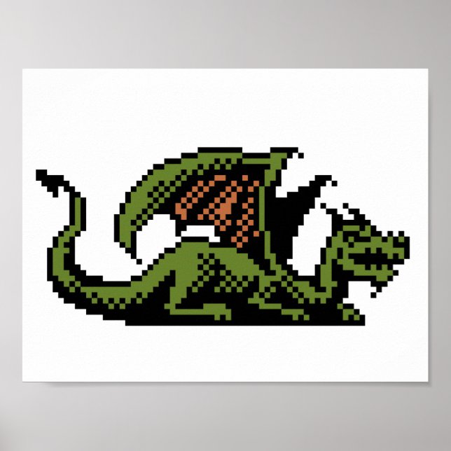 Dragon 8-Bit Pixel Art Poster (Vorne)
