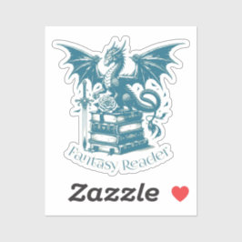 Dragon and Books Fantasy Reader Aufkleber