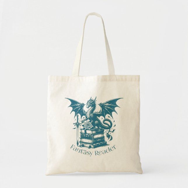 Dragon and Books Fantasy Reader Tragetasche (Vorne)
