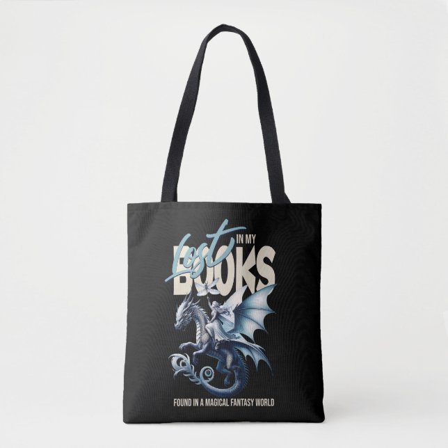 Dragon and Fairy & Fantasy - Buchliebhaber zitiere Tasche (Vorderseite)