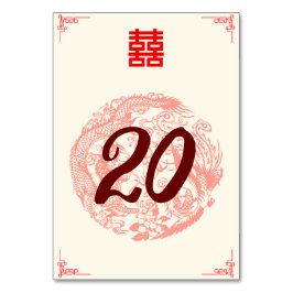 Dragon and Phoenix red chinese wedding banquet Tischnummer