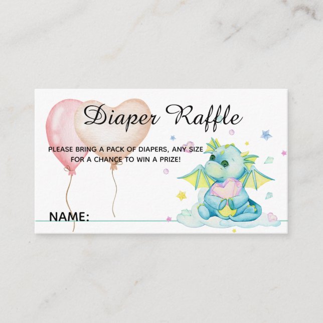 Dragon and Rainbow - Babydusche Begleitkarte (Vorderseite)