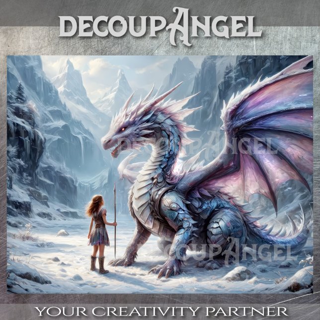 Dragon and Warrior Girl - Decoupage- Seidenpapier (Von Creator hochgeladen)