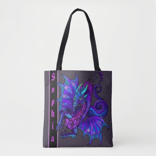 Dragon Art Nouveau Lila Dragon Tasche (Vorderseite)
