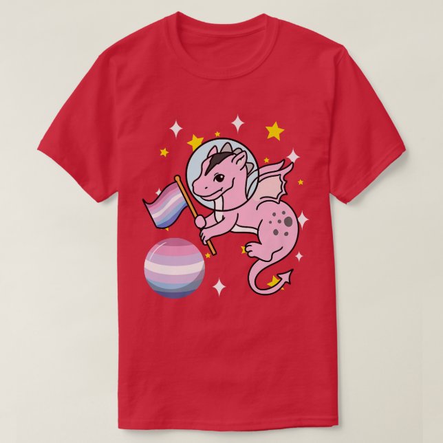 Dragon Astronaut Bigender Pride  T-Shirt (Design vorne)