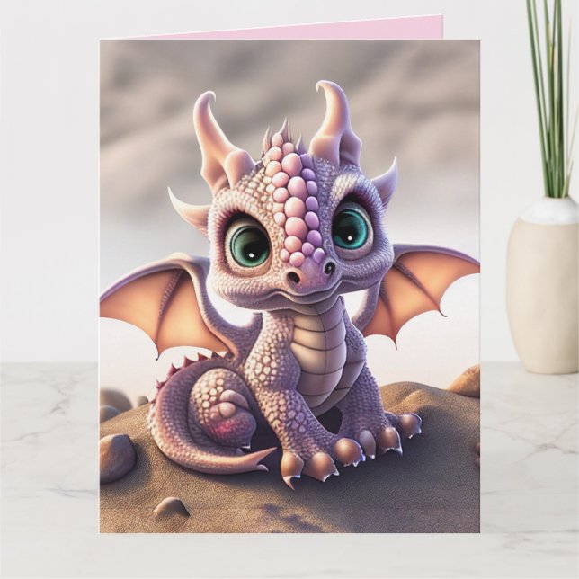 DRAGON BABY BIRTHDAY PINK Grußkarte Karte (Vorderseite)