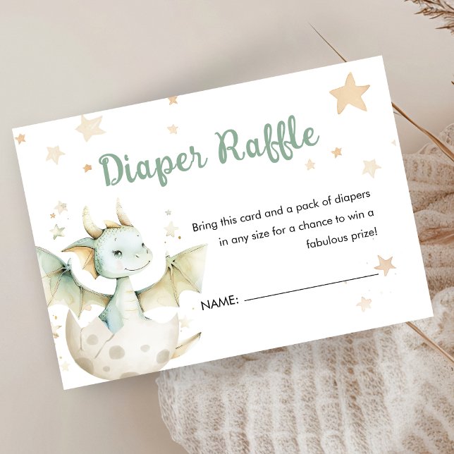 Dragon Baby Dusche Niedlich Green Diaper Raffle Begleitkarte (Von Creator hochgeladen)
