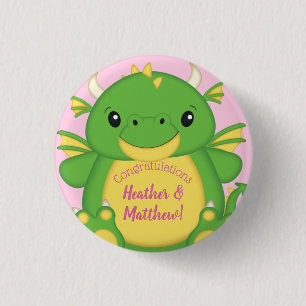 Dragon Baby Dusche Pink Button