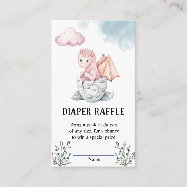 Dragon Baby Dusche Windeln Raffel Begleitkarte (Vorderseite)