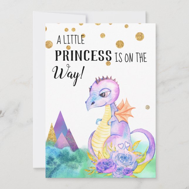 *~* Dragon Baby Girl Invitation Baby shower (Devant)