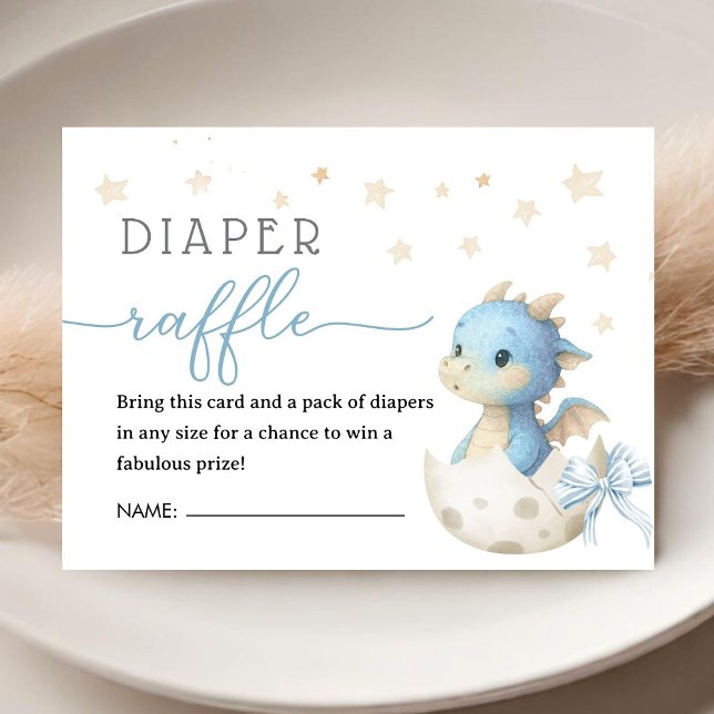Dragon Baby Shower Boy Blue Diaper Raffle  Begleitkarte (Von Creator hochgeladen)
