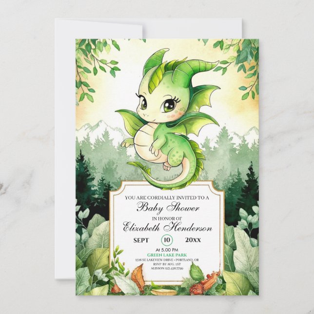 Dragon Baby Shower Einladung (Vorderseite)