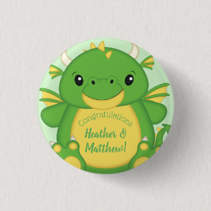 Dragon Baby Shower Green Button