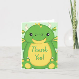 Dragon Baby Shower Green Dankeskarte